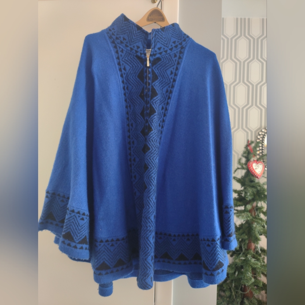 Serengeti blue 100% wool poncho
